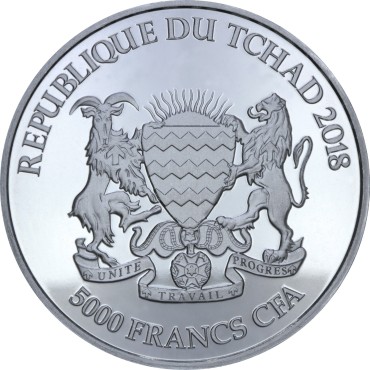 Срібна монета 1oz Лев 5000 франків КФА 2018 Чад