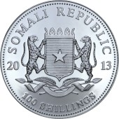 Серебряная монета 1oz Слон 100 шилингов 2013 Сомали
