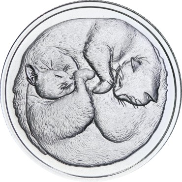 Срібний раунд 1oz Сплячі Кішки "Ідеальне Срібло" США