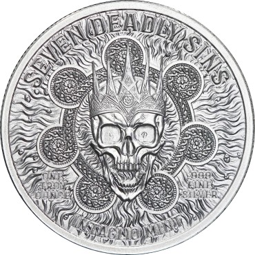 Серебряный раунд 1oz Лень "Семь Cмертных Грехов" США