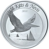 Серебряная монета 1oz Сент-Китс и Невис 2 доллара 2018 Восточные Карибы