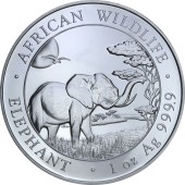 Серебряная монета 1oz Слон 100 шилингов 2019 Сомали