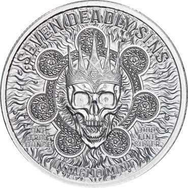 Серебряный раунд 1oz Гнев "Семь Cмертных Грехов" США