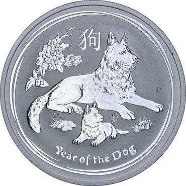 Серебряная монета 1oz Год Собаки 1 доллар 2018 Австралия