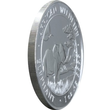 Серебряная монета 1oz Слон 100 шиллингов 2019 Сомали