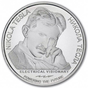 Серебряная монета 1oz Никола Тесла "Энергетическая Медицина" 100 динаров 2026 Сербия