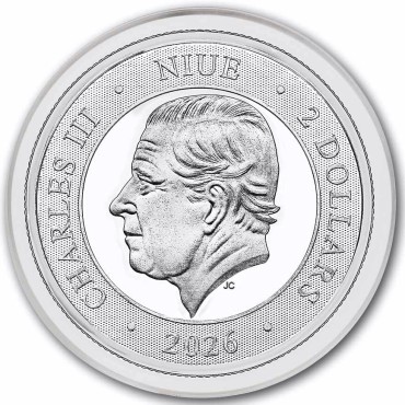 Серебряная монета 1oz Южный Крест 2 доллара 2026 Ниуэ (высокий рельеф)