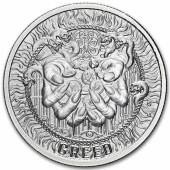 Серебряный раунд 1oz Жадность "Семь Cмертных Грехов" США