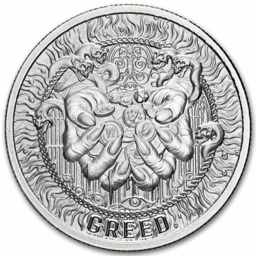 Срібний раунд 1oz Жадібність "Сім Смертних Гріхів" США