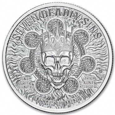 Срібний раунд 1oz Ненажерливість "Сім Смертних Гріхів" США