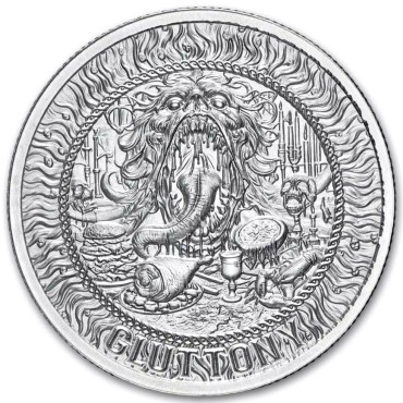 Серебряный раунд 1oz Чревоугодие "Семь Cмертных Грехов" США