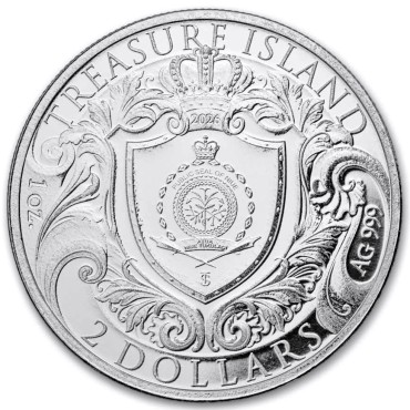 Срібна монета 1oz Острів Скарбів 2 долари 2026 Ніуе