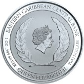 Серебряная монета 1oz Сент-Китс и Невис 2 доллара 2018 Восточные Карибы