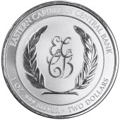 Серебряная монета 1oz Сент-Винсент и Гренадины 2 доллара 2024 Восточные Карибы