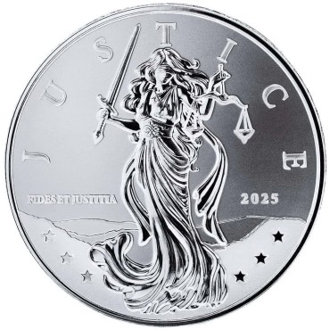 Срібна монета 1oz Юстиція 1 долар 2025 Ніуе