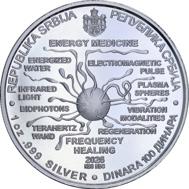 Срібна монета 1oz Нікола Тесла "Енергетична Медицина" 100 динарів 2026 Сербія