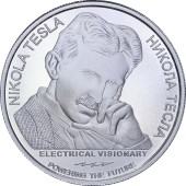 Серебряная монета 1oz Никола Тесла "Энергетическая Медицина" 100 динаров 2026 Сербия
