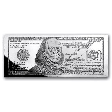 Серебряная банкнота 4oz "100 долларов" 2026 США