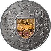 Срібна монета 1oz Україна Земля Cвободи 1000 Сатоші 2026 Сполучені Крипто Штати (позолота)