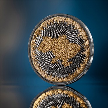 Серебряная монета 1oz Украина Земля Cвободы 1000 Сатоши 2026 Соединенные Крипто Штаты (позолота)