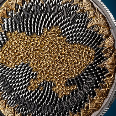 Срібна монета 1oz Україна Земля Cвободи 1000 Сатоші 2026 Сполучені Крипто Штати (позолота)