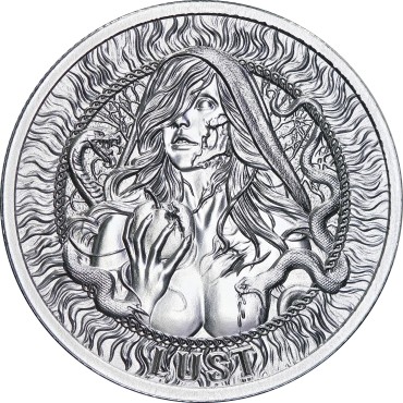Срібний раунд 1oz Хтивість "Сім Смертних Гріхів" США