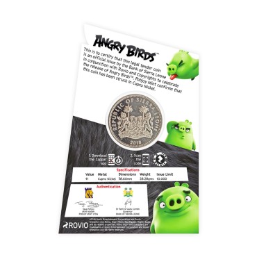 Монета Angry Birds Red 1 долар 2018 Сьєрра-Леоне (кольорова)