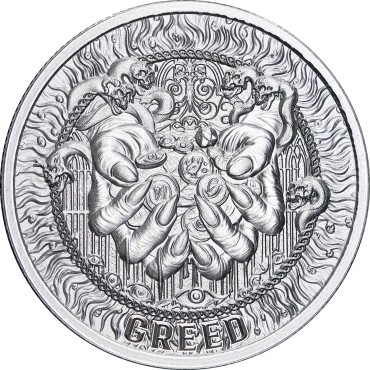 Серебряный раунд 1oz Жадность "Семь Cмертных Грехов" США