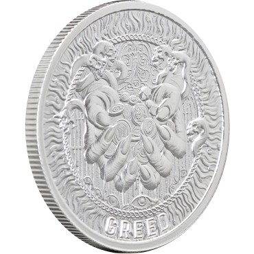 Срібний раунд 1oz Жадібність "Сім Смертних Гріхів" США