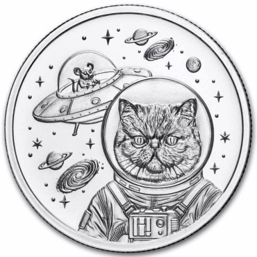 Серебряный раунд 1oz Космический Кот "Идеальное Серебро" США