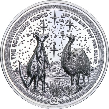 Серебряная монета 1oz Южный Крест 2 доллара 2026 Ниуэ (высокий рельеф)