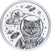 Срібний раунд 1oz Космічний Кіт "Ідеальне Срібло" США