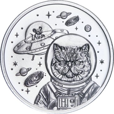 Срібний раунд 1oz Космічний Кіт "Ідеальне Срібло" США