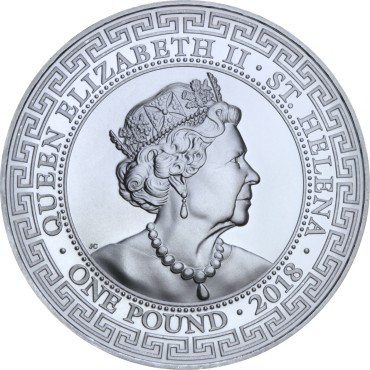 Серебряная монета 1oz Торговый доллар Америки 1 фунт стерлингов 2018 Остров Святой Елены