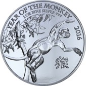 Серебряная монета 1oz Год Обезьяны 2 фунта стерлингов 2016 Великобритания