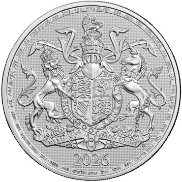 Серебряная монета 1oz Королевский Герб 2 английских фунта 2026 Великобритания