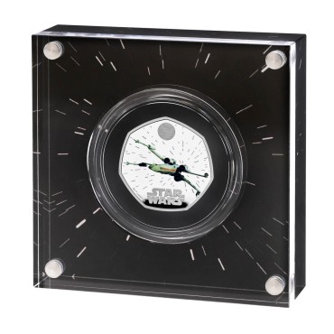 Серебряная монета Звездные Войны: X-Wing 50 пенсов 2024 Великобритания (пруф, цветная)