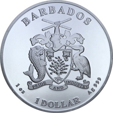 Срібна монета 1oz Морський Коник 1 долар 2019 Барбадос