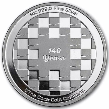 Серебряный раунд 1oz Coca-Cola 140-летие США (цветной)