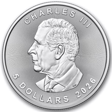 Серебряная монета 1oz Кленовый Лист 5 долларов 2026 Канада