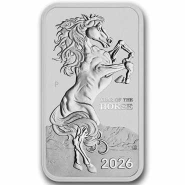 Серебряная монета 1oz Год Лошади 1 доллар 2026 Австралия (прямоугольная)
