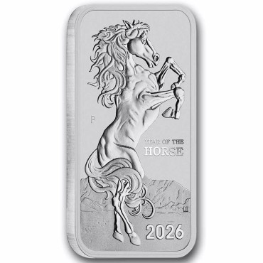 Срібна монета 1oz Рік Коня 1 долар 2026 Австралія (прямокутна)