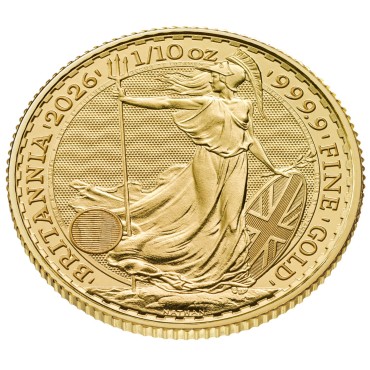 Золота монета 1/10oz Британія 10 англійських фунтів 2026 Великобританія