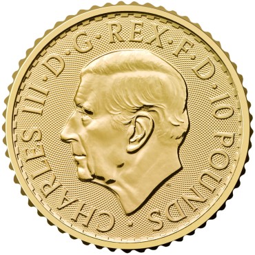 Золотая монета 1/10oz Британия 10 английских фунтов 2026 Великобритания