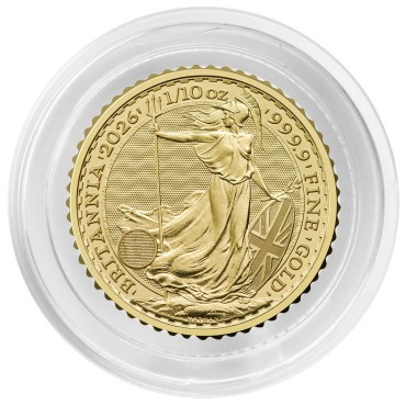 Золотая монета 1/10oz Британия 10 английских фунтов 2026 Великобритания