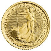 Золотая монета 1/10oz Британия 10 английских фунтов 2023 Великобритания