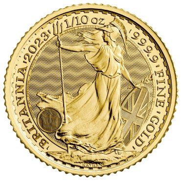 Золота монета 1/10oz Британія 10 англійських фунтів 2023 Великобританія