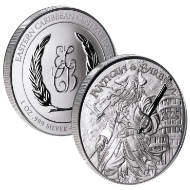 Срібна монета 1oz Антігуа та Барбуда 2 долара 2025 Східні Кариби