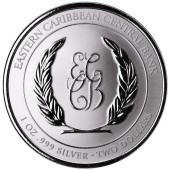 Серебряная монета 1oz Антигуа и Барбуда 2 доллара 2025 Восточные Карибы