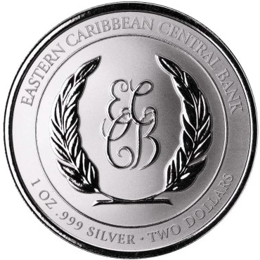 Серебряная монета 1oz Ангилья 2 доллара 2025 Восточные Карибы